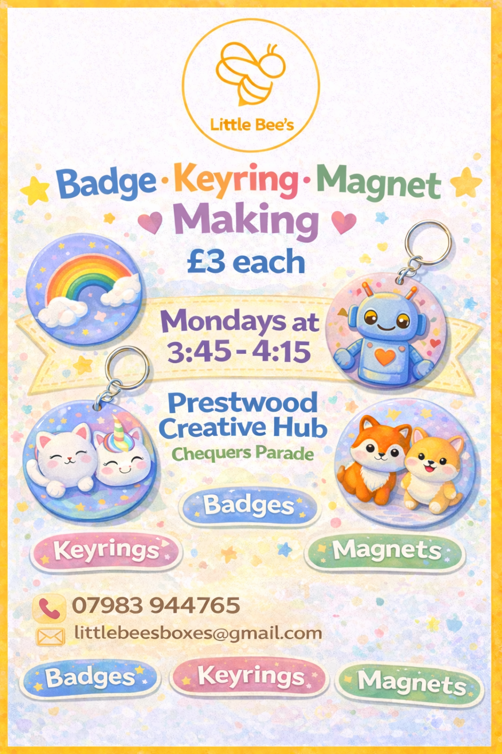 KeyRing / Badge / Magnet Making - Monday 2nd March